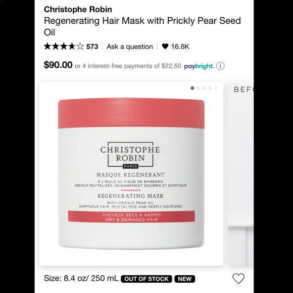 BNIB Christophe Robin regenerating hair mask 250 mL - Picture 5 of 5